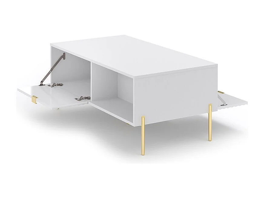 Mesa centro auxiliar para el salón con 2 puertas y receptáculo color blanco y dorado Oviedo