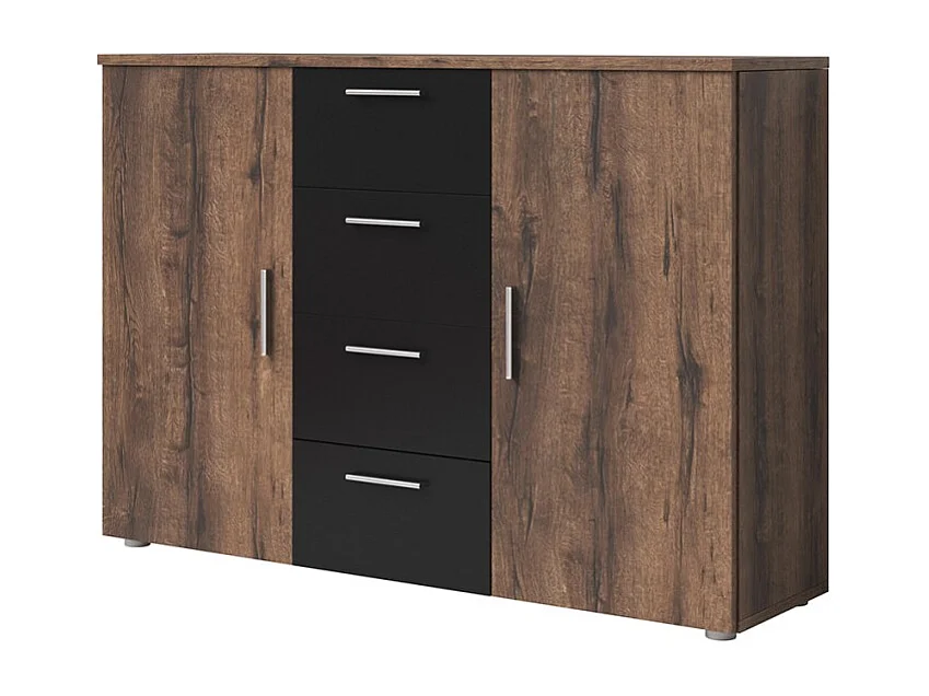 Cómoda de 2 puertas y 4 cajones color negro madera roble oscuro Cayey