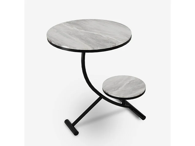 Eleganter Couchtisch mit 2 runden Marmorböden 45x50cm Marpes L - Grau