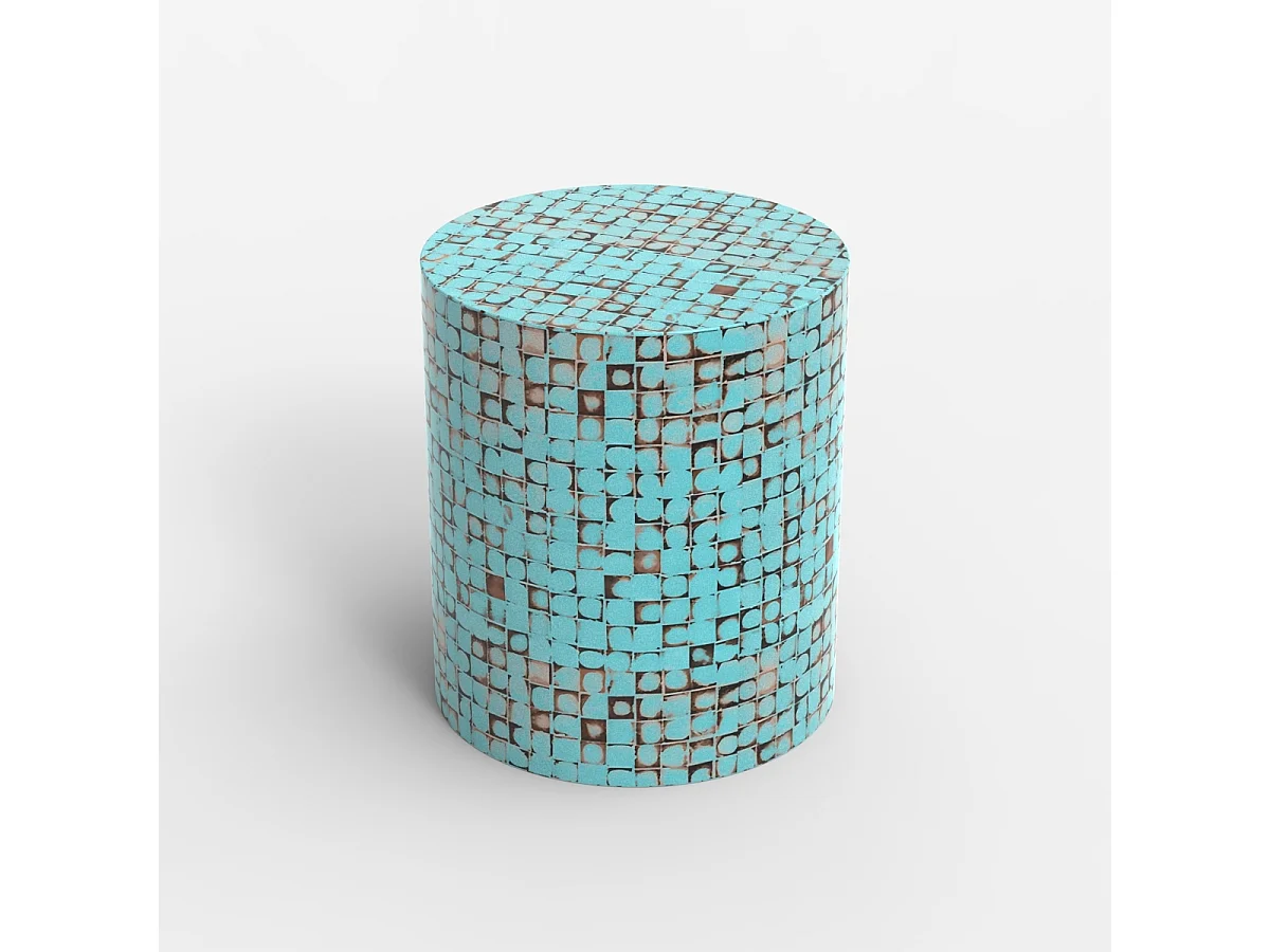Table basse en bois incrusté salon contemporain effet mosaïque Hadi - Turquoise
