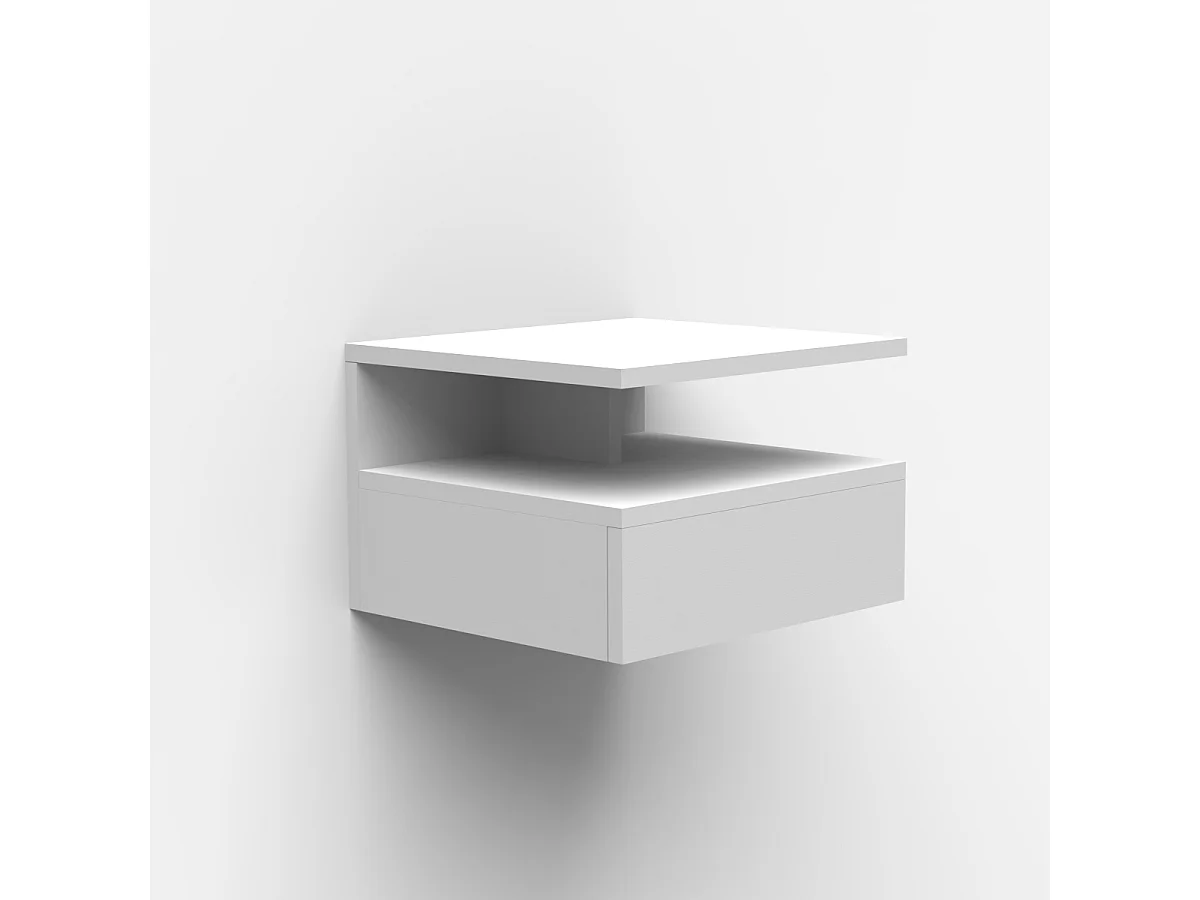 Nachttische 2er Set wandhängend mit Schublade für das Schlafzimmer Alabastro - Weiß