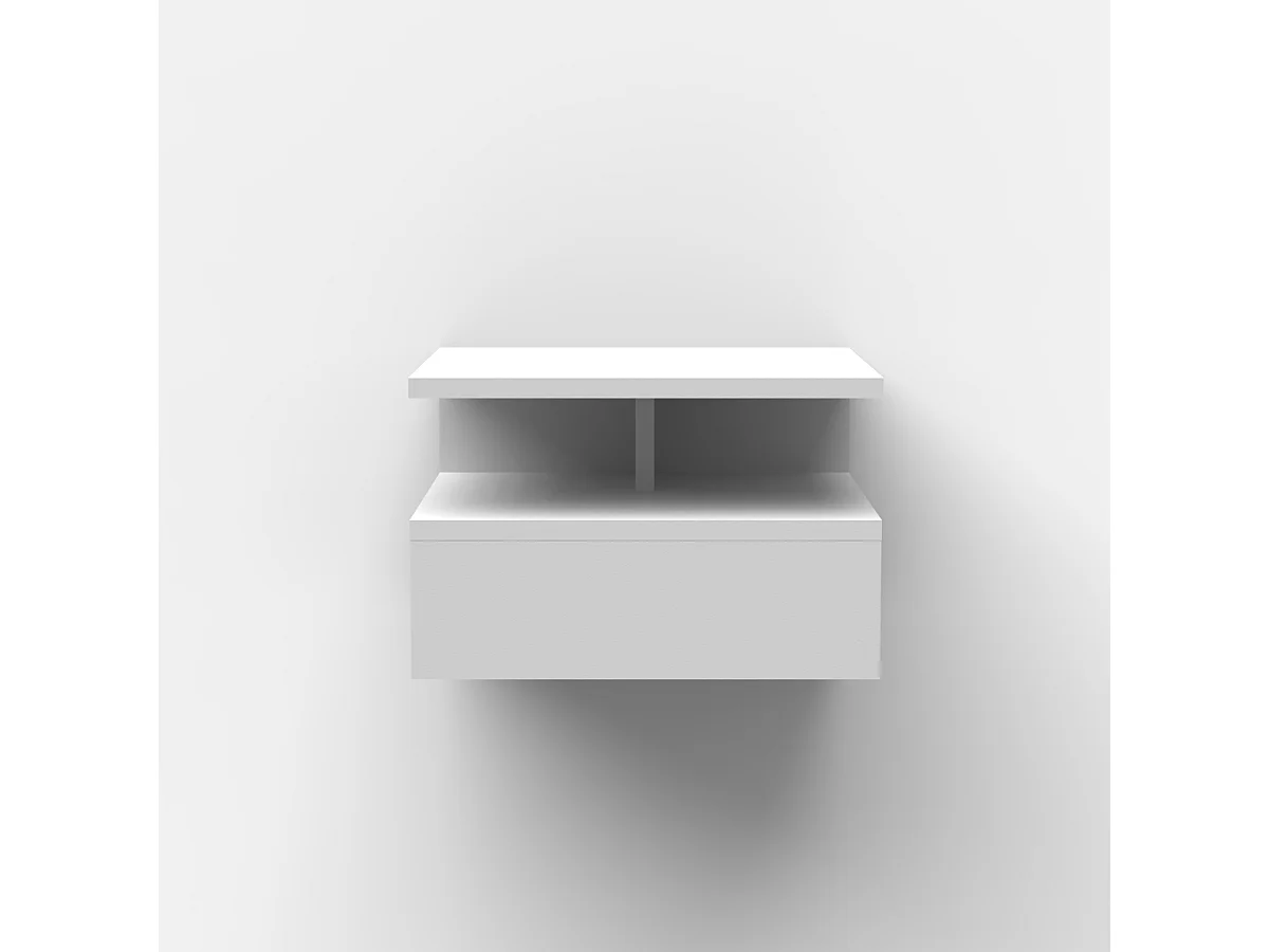 Nachttische 2er Set wandhängend mit Schublade für das Schlafzimmer Alabastro - Weiß