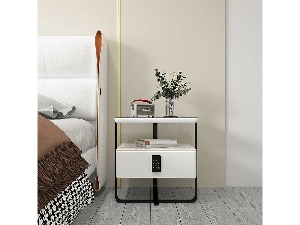 Nachttisch mit kabelloser LED-Lampe und Schublade Klaas