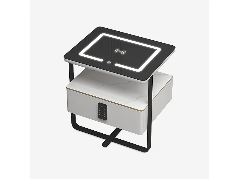 Nachttisch mit kabelloser LED-Lampe und Schublade Klaas