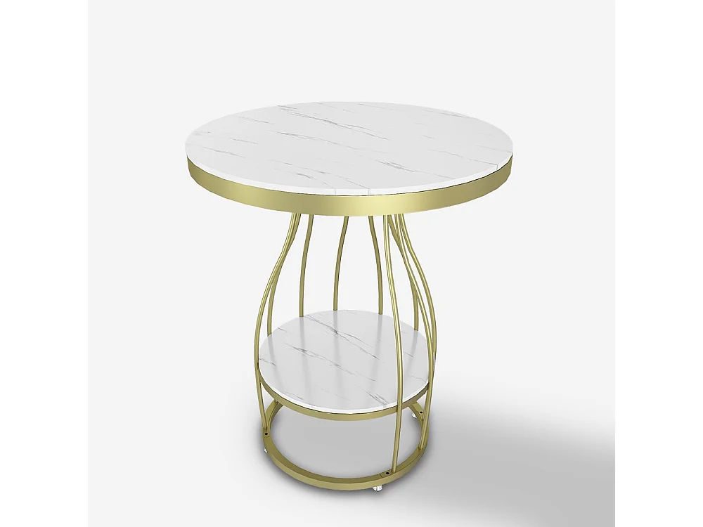 Mesa de centro redonda 50x63cm metal dorado negro y mármol Neep XL - Gold