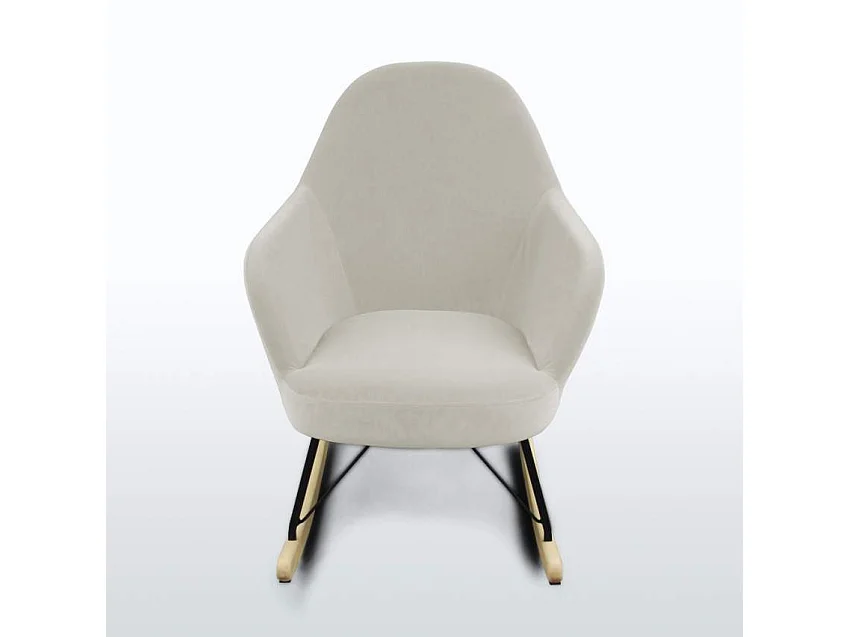 Modernes Design Eiffel Schaukelstuhl Samt Metall Holz Rocking - Beige