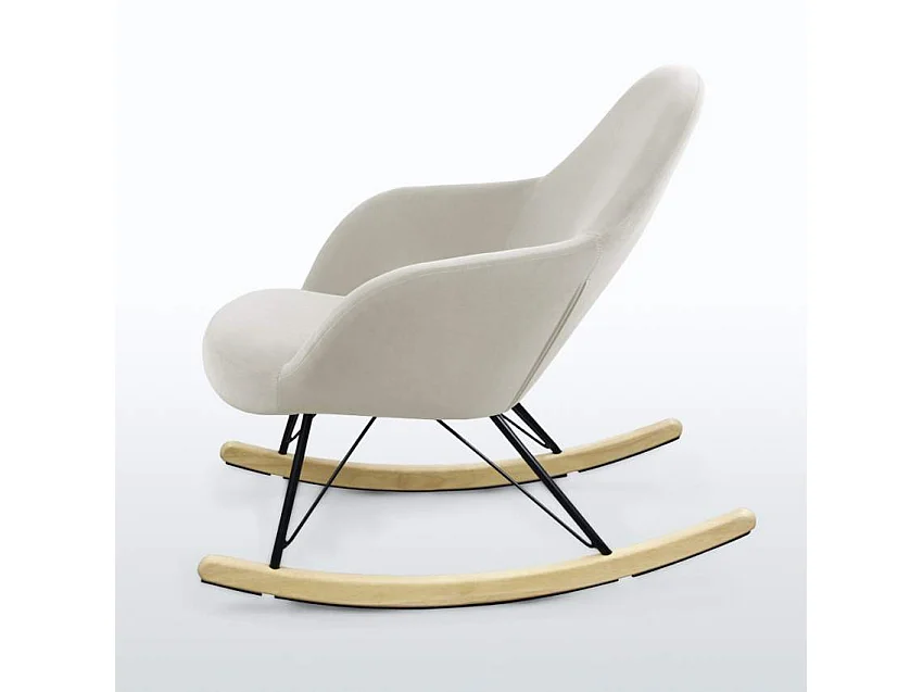 Modernes Design Eiffel Schaukelstuhl Samt Metall Holz Rocking - Beige