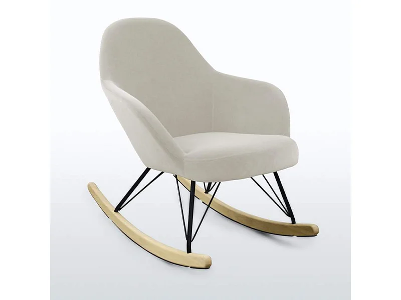 Chaise à bascule en velours au design moderne Eiffel Rocking - Beige