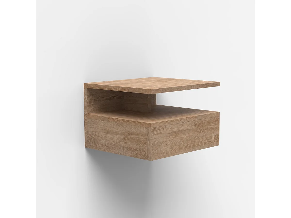 Nachttische 2er Set wandhängend mit Schublade für das Schlafzimmer Alabastro - Natur