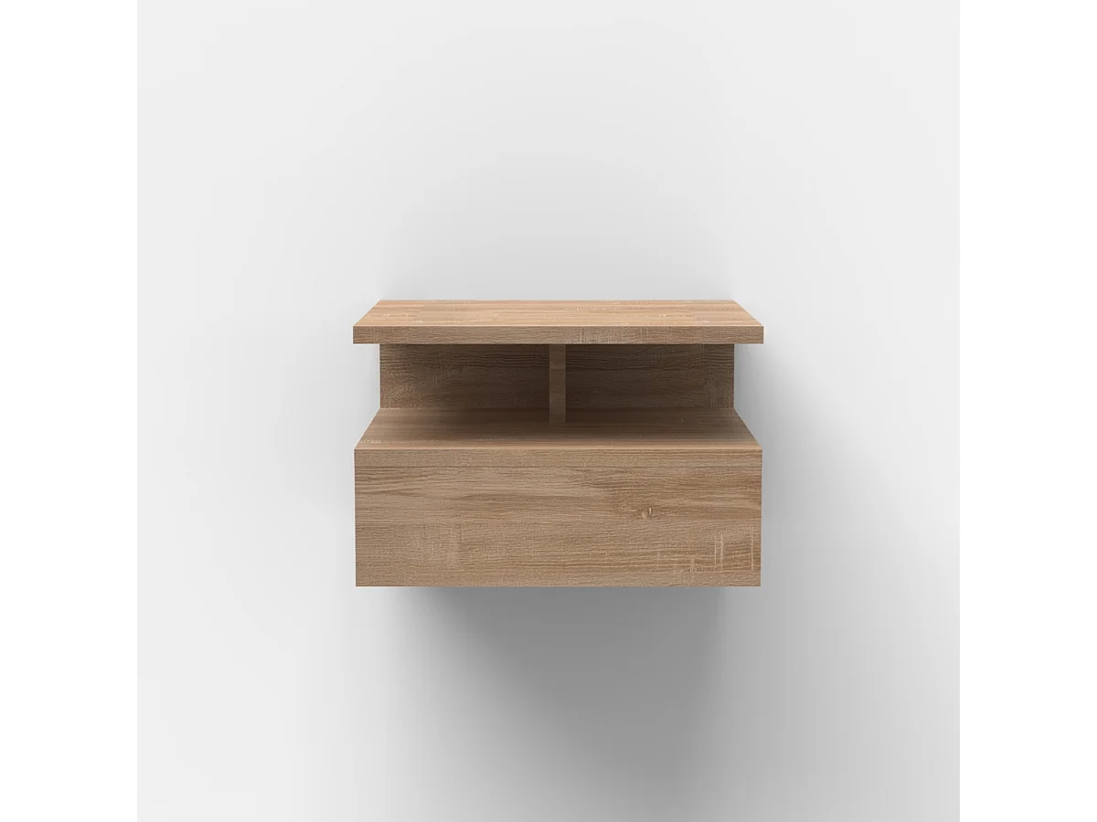 Nachttische 2er Set wandhängend mit Schublade für das Schlafzimmer Alabastro - Natur