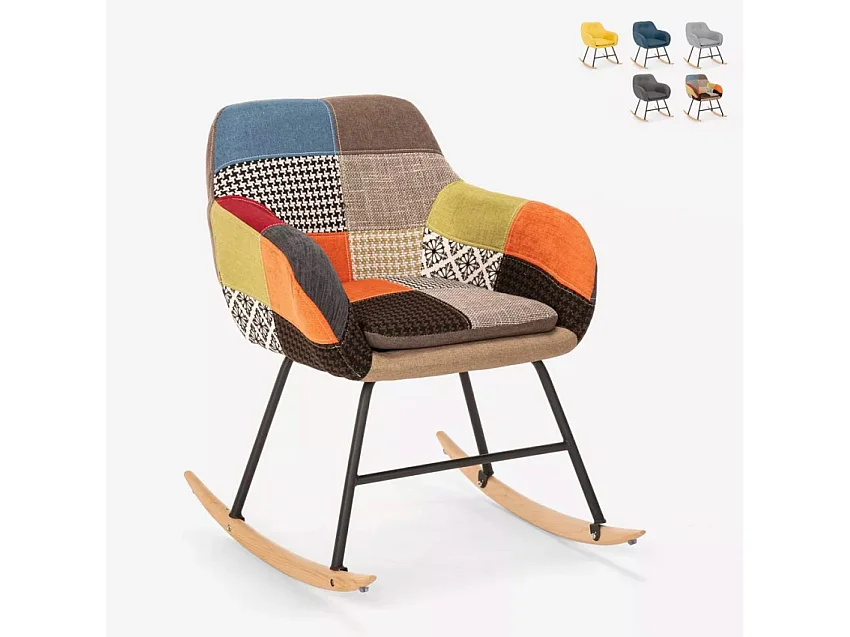 Silla mecedora de tela patchwork de diseño moderno Woodpecker - Patchwork 3