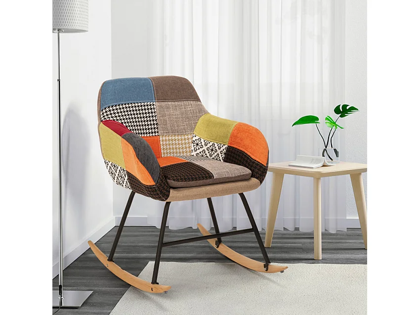 Silla mecedora de tela patchwork de diseño moderno Woodpecker - Patchwork 3