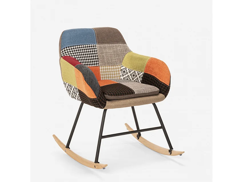 Silla mecedora de tela patchwork de diseño moderno Woodpecker - Patchwork 3