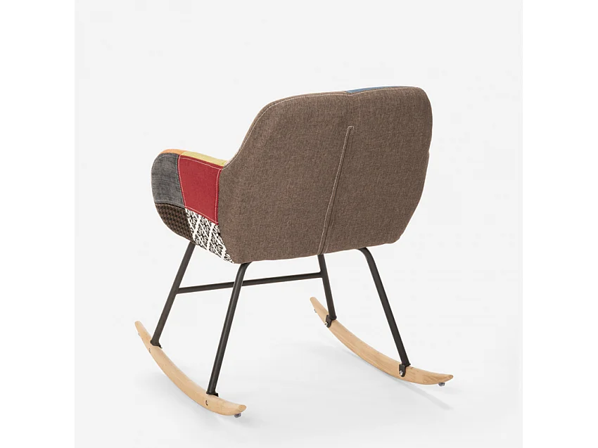 Silla mecedora de tela patchwork de diseño moderno Woodpecker - Patchwork 3