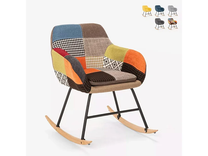 Silla mecedora de tela patchwork de diseño moderno Woodpecker - Patchwork 3