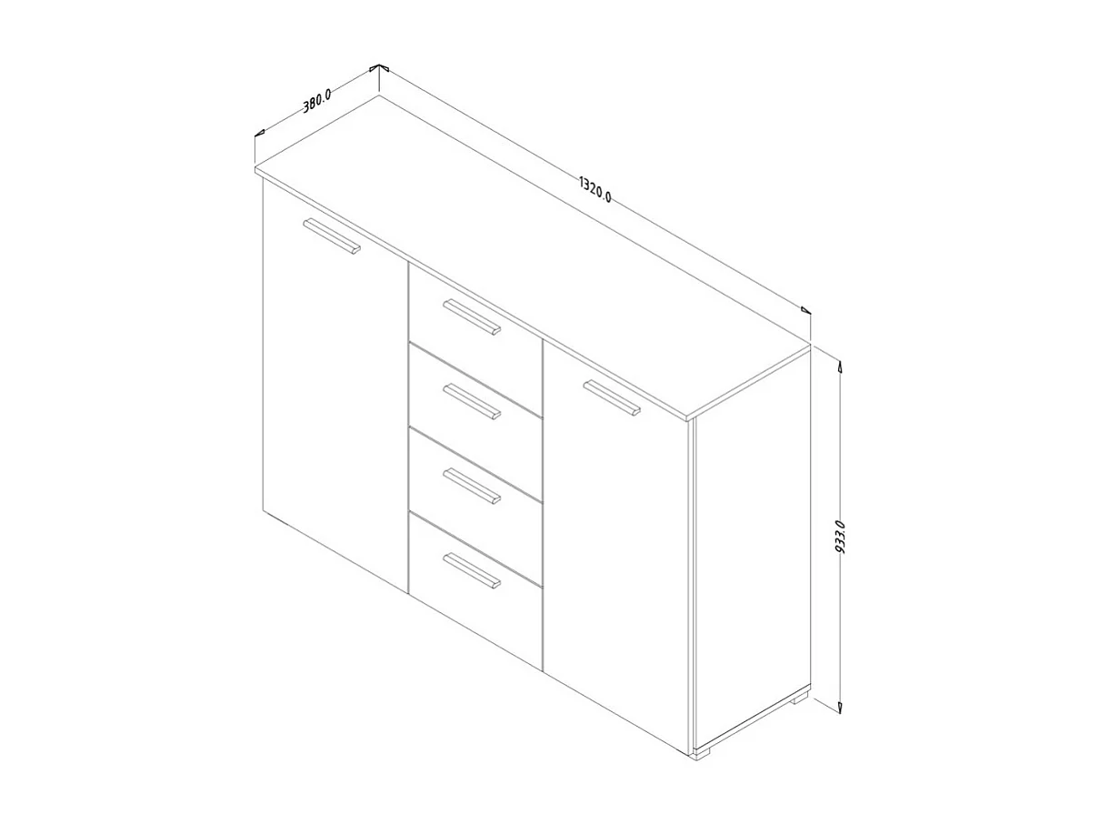 Cómoda de dormitorio con 2 puertas y 4 cajones color madera o negro Ertras
