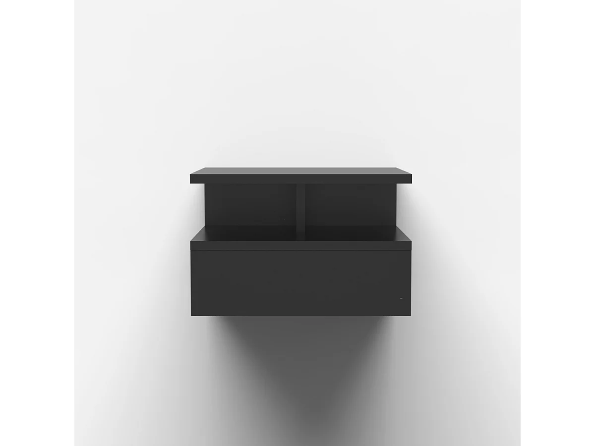 Nachttische 2er Set wandhängend mit Schublade für das Schlafzimmer Alabastro - Schwarz