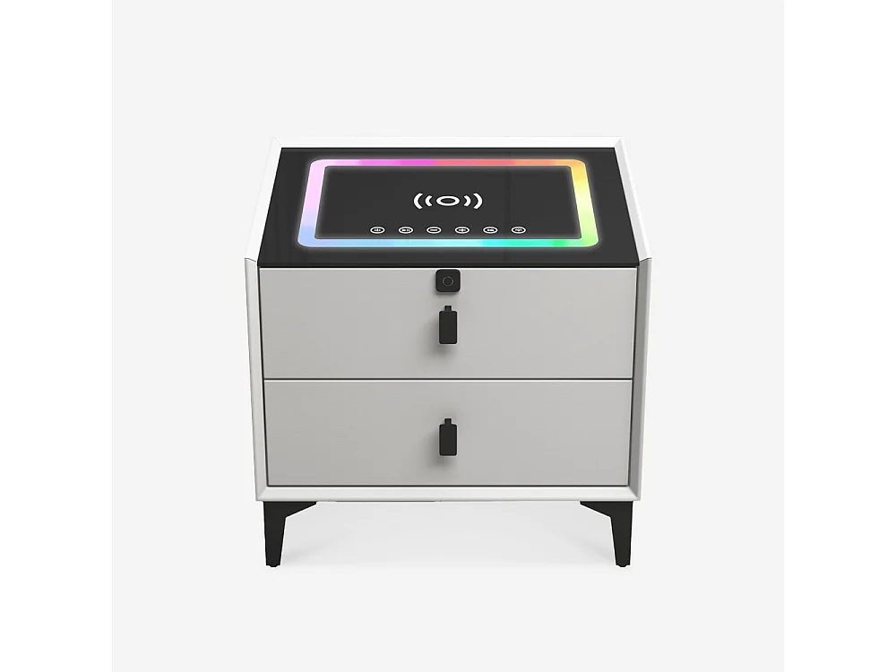 Nachttisch mit kabellosem USB-Ladegerät 2 Schubladen Bluetooth Luk