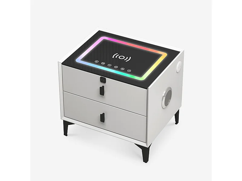 Nachttisch mit kabellosem USB-Ladegerät 2 Schubladen Bluetooth Luk