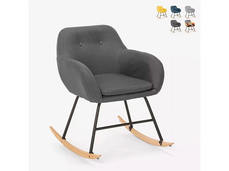 Fauteuil patchwork à bascule en tissu design moderne Woodpecker - Gris foncé