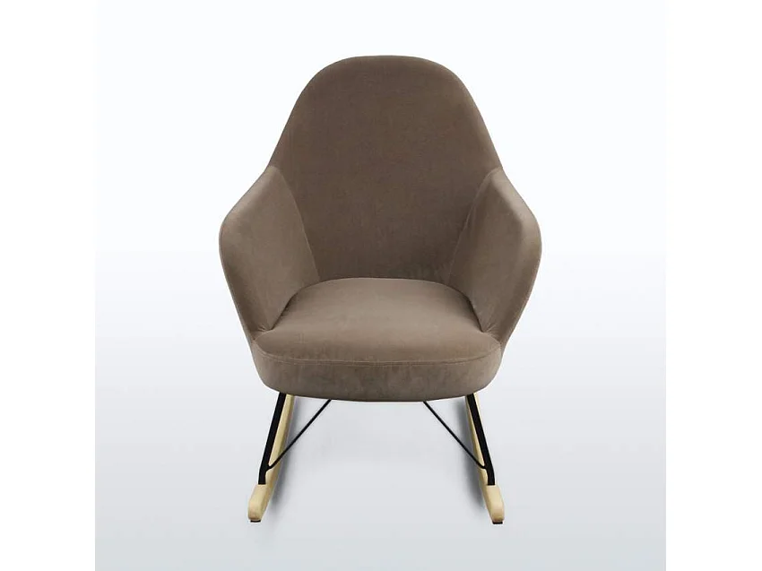 Modernes Design Eiffel Schaukelstuhl Samt Metall Holz Rocking - Braun