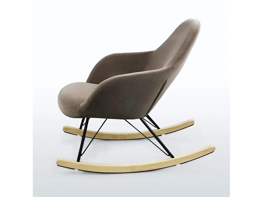 Modernes Design Eiffel Schaukelstuhl Samt Metall Holz Rocking - Braun