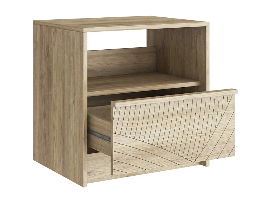 Mesita de noche moderna de madera para dormitorio con cajón deslizable Odi - Natural