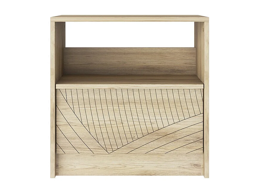 Mesita de noche moderna de madera para dormitorio con cajón deslizable Odi - Natural