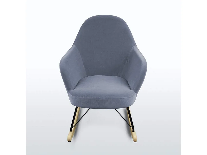 Modernes Design Eiffel Schaukelstuhl Samt Metall Holz Rocking - Dunkel Grau