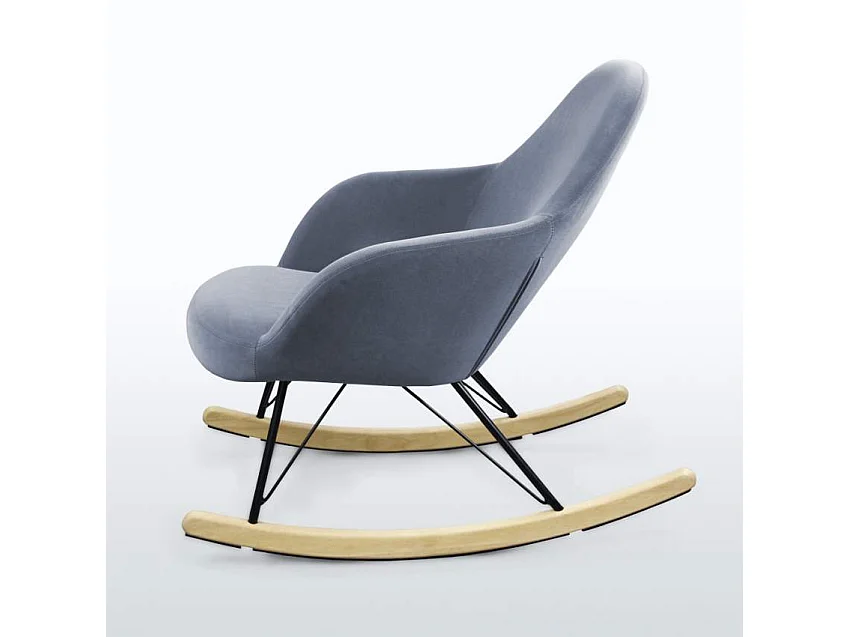 Modernes Design Eiffel Schaukelstuhl Samt Metall Holz Rocking - Dunkel Grau