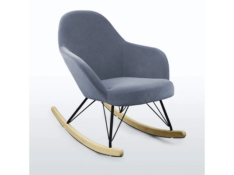 Silla Sillón mecedora hamaca de diseño moderno Eiffel ROCKing en terciopelo - Gris Oscuro