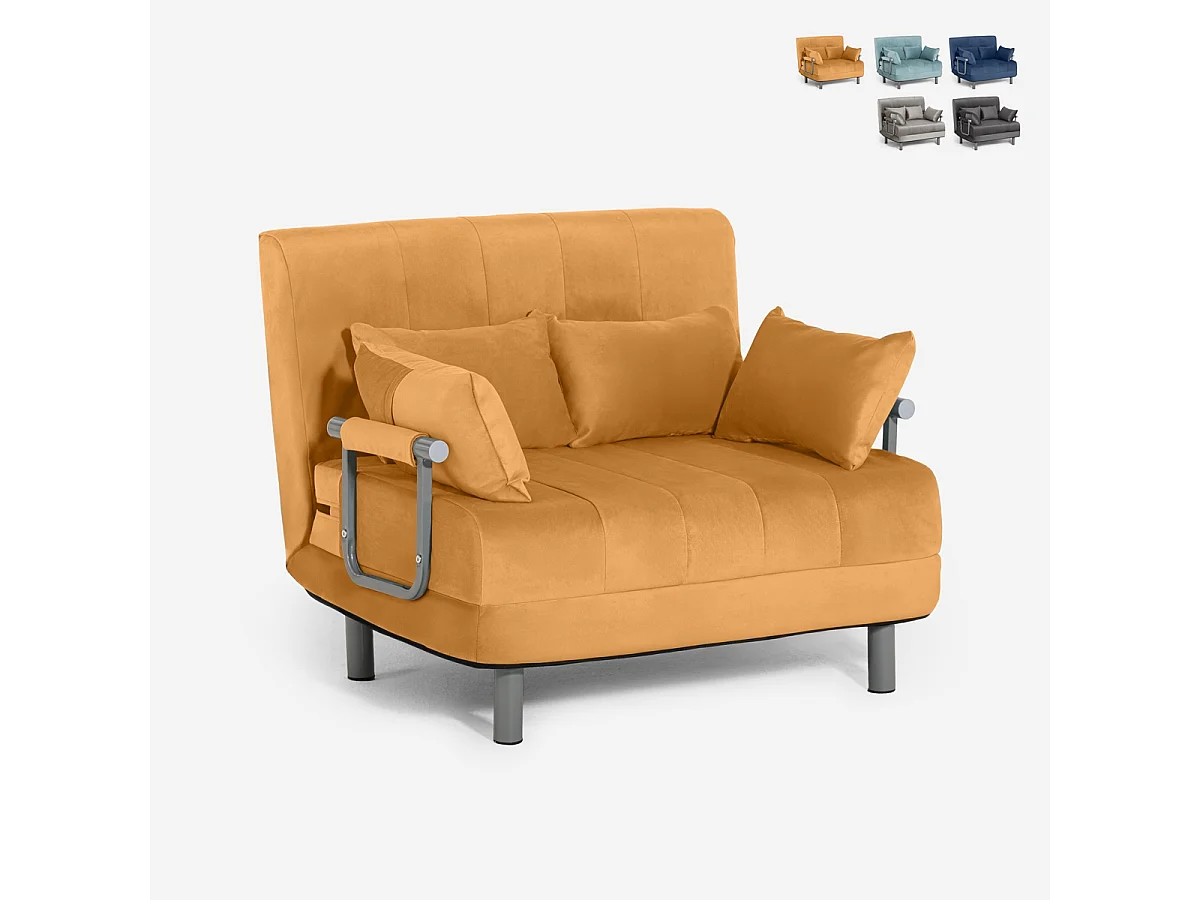 Poltrona letto pieghevole salvaspazio in velluto Deborah Twin Lux - Beige