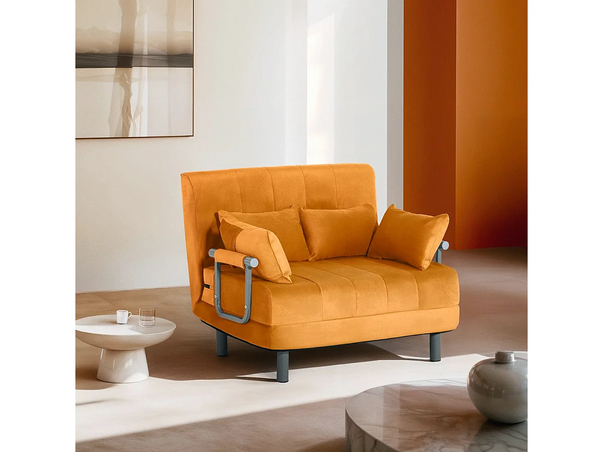 Poltrona letto pieghevole salvaspazio in velluto Deborah Twin Lux - Beige