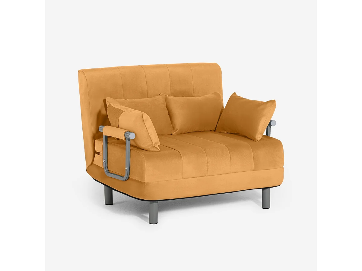 Poltrona letto pieghevole salvaspazio in velluto Deborah Twin Lux - Beige