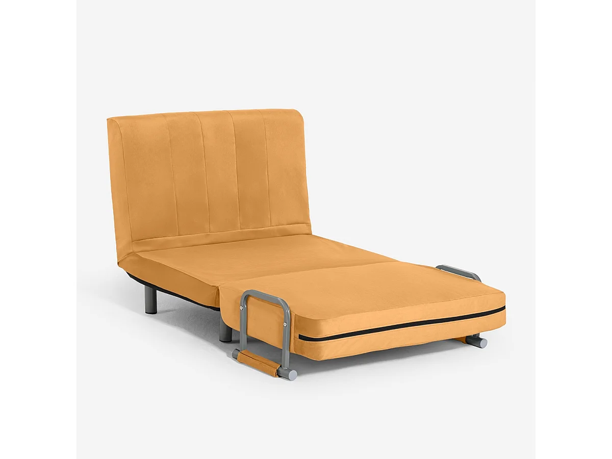 Poltrona letto pieghevole salvaspazio in velluto Deborah Twin Lux - Beige