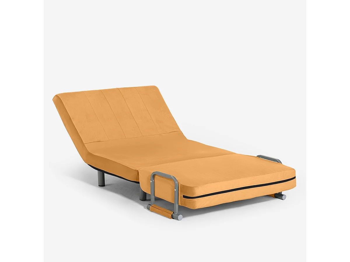 Poltrona letto pieghevole salvaspazio in velluto Deborah Twin Lux - Beige