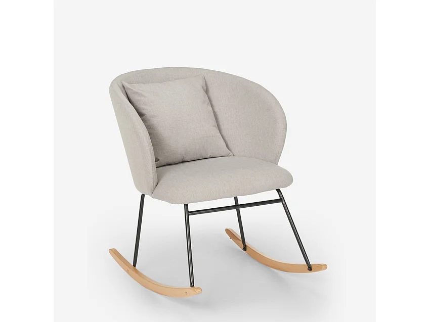 Chaise à bascule moderne fauteuil de salon coussin en bois Houpa