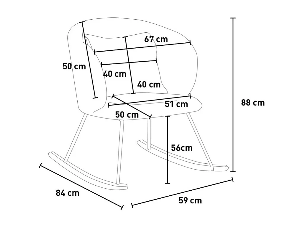Chaise à bascule moderne fauteuil de salon coussin en bois Houpa