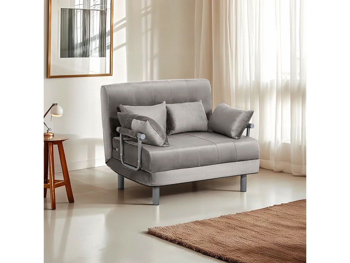 Poltrona letto pieghevole salvaspazio in velluto Deborah Twin Lux - Grigio