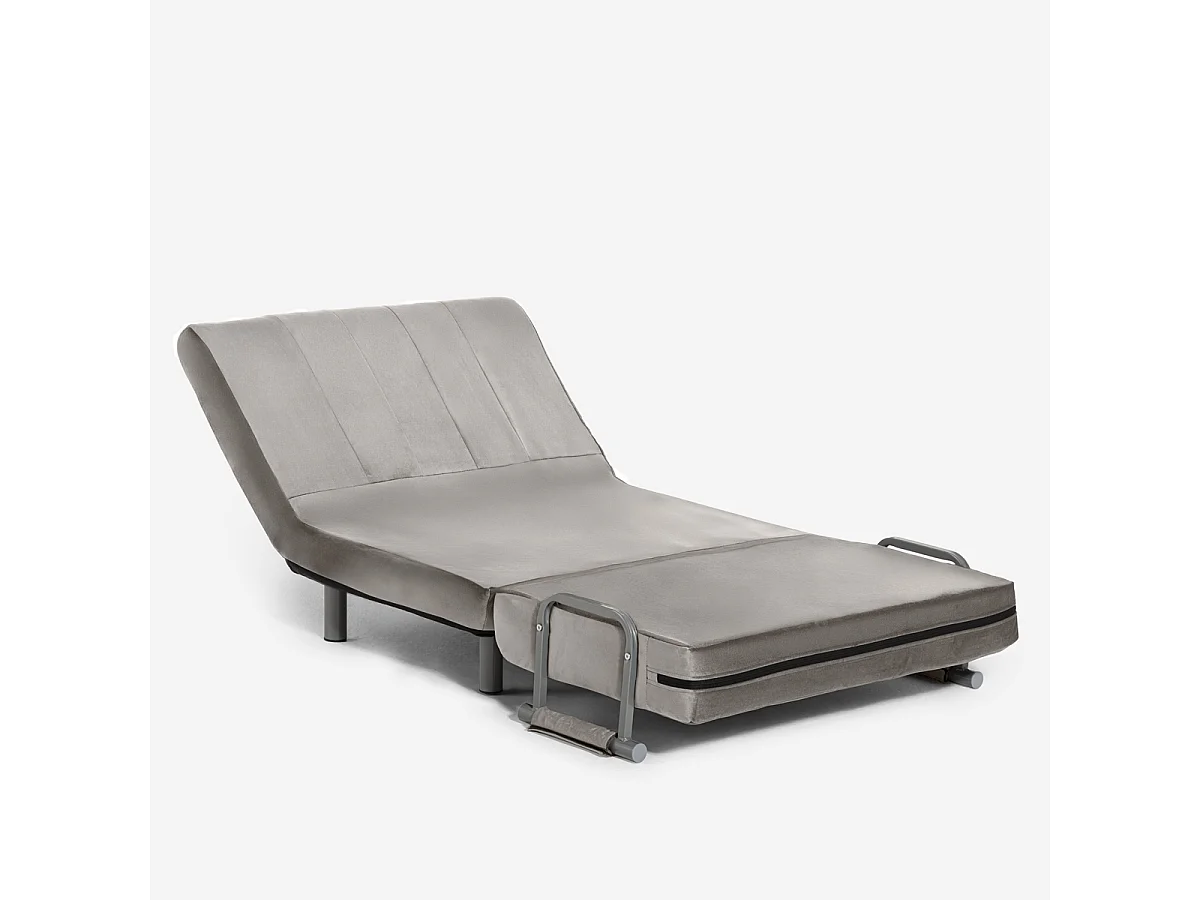 Poltrona letto pieghevole salvaspazio in velluto Deborah Twin Lux - Grigio