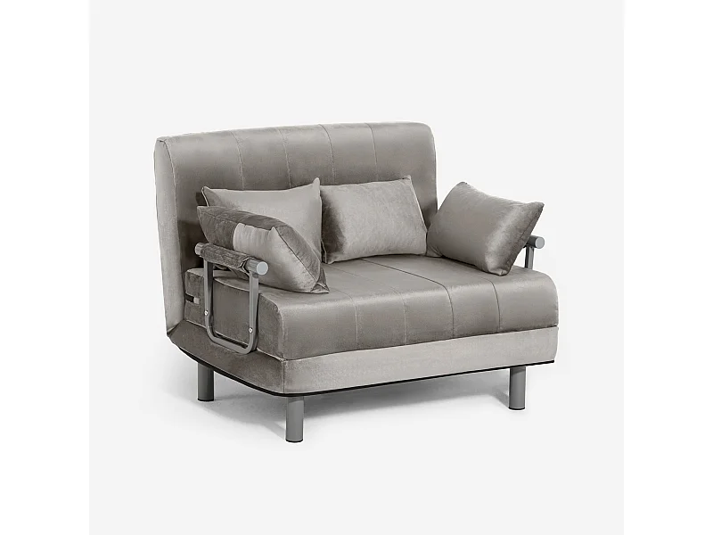 Fauteuil lit pliant gain de place en velours Deborah Twin Lux - Gris
