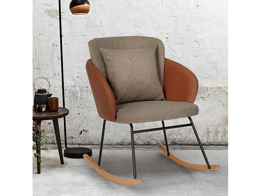 Fauteuil à bascule moderne fauteuil en bois coussin de salon Supoles