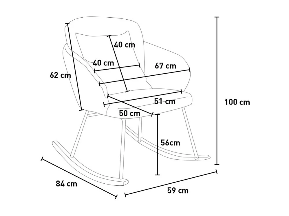 Fauteuil à bascule moderne fauteuil en bois coussin de salon Supoles