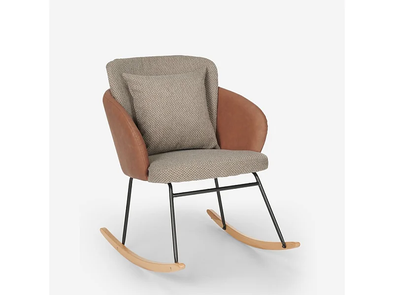 Fauteuil à bascule moderne fauteuil en bois coussin de salon Supoles