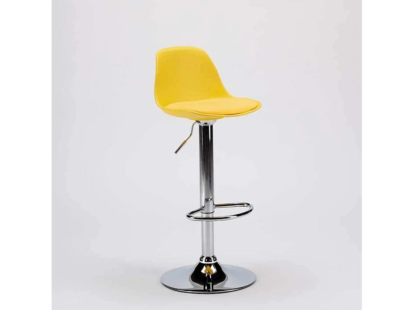 Taburete de Bar y Cocina hecho de Cuero Polipiel Diseño New Orleans - Amarillo