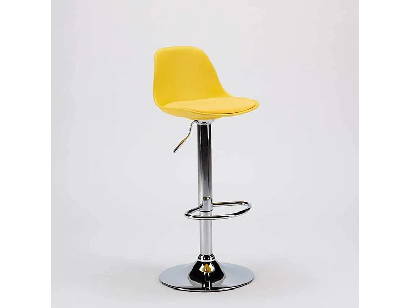 Taburete de Bar y Cocina hecho de Cuero Polipiel Diseño New Orleans - Amarillo