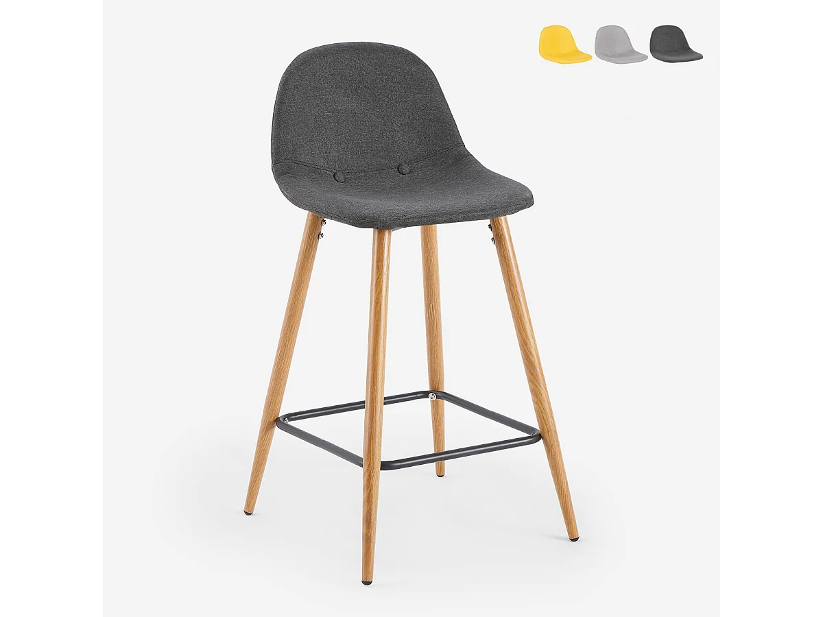 Nordischer Barhocker aus Stoff mit Rückenlehne Shona für Küche - Dunkel Grau