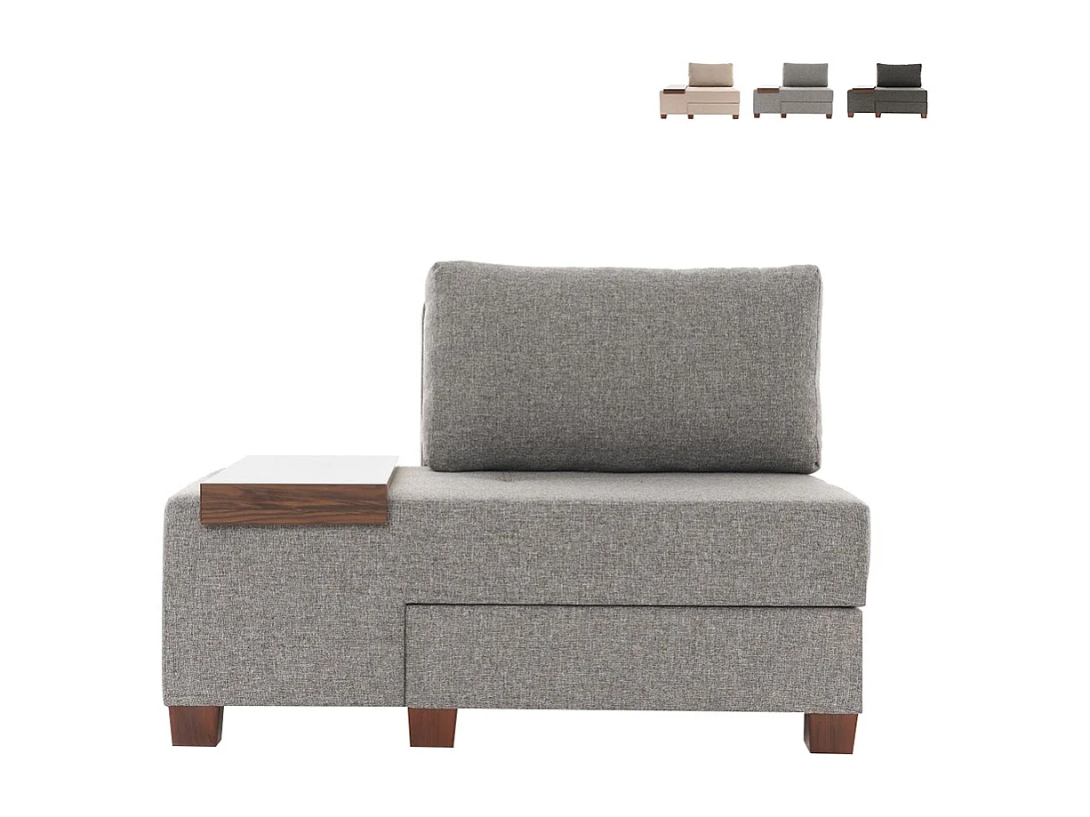 Sillón cama chaise longue izquierda plegable de lino Betty Left - Gris