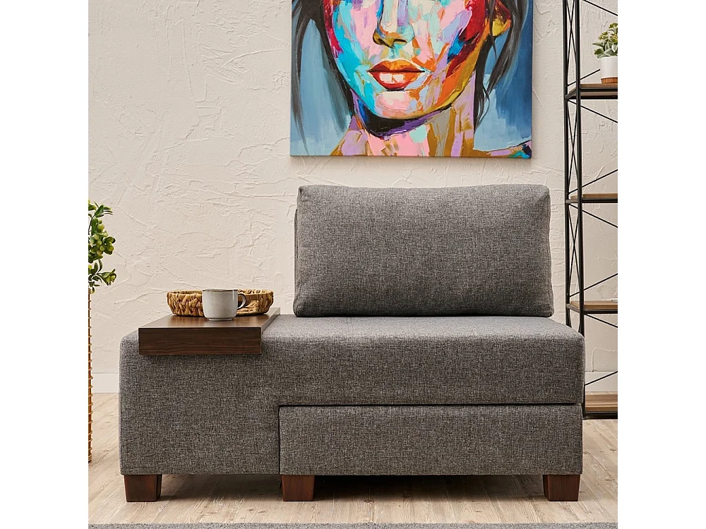 Sillón cama chaise longue izquierda plegable de lino Betty Left - Gris