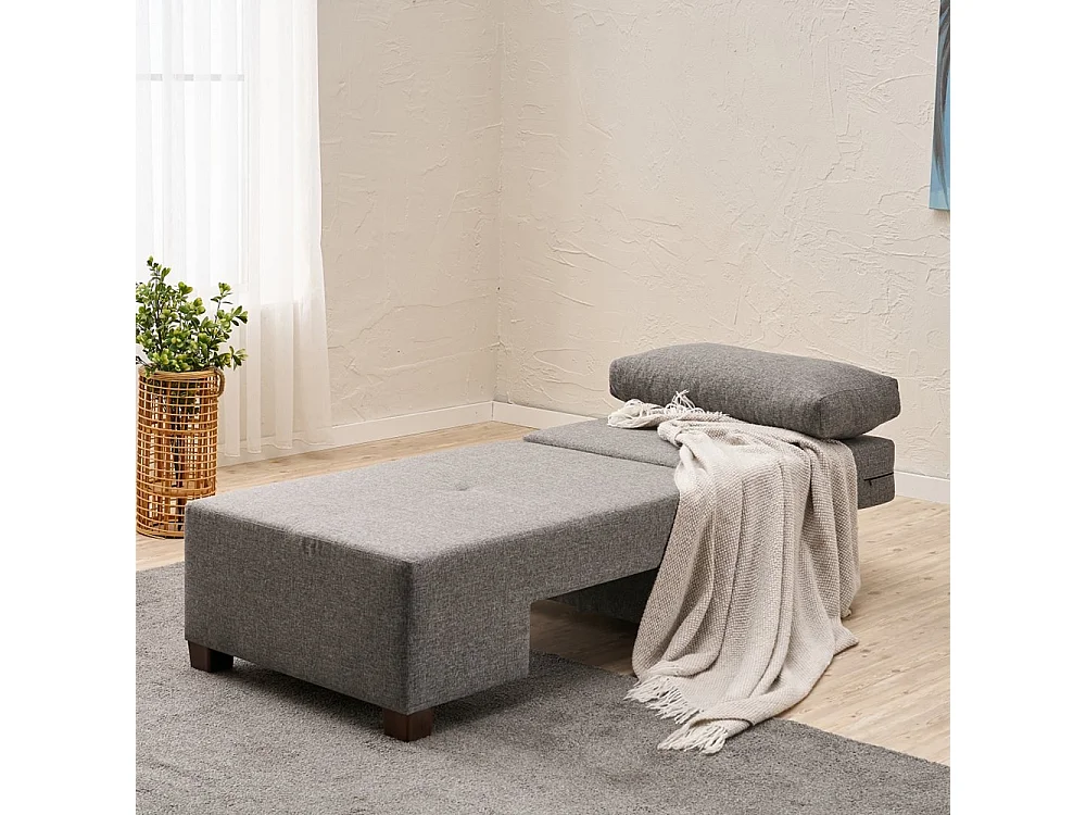 Sillón cama chaise longue izquierda plegable de lino Betty Left - Gris